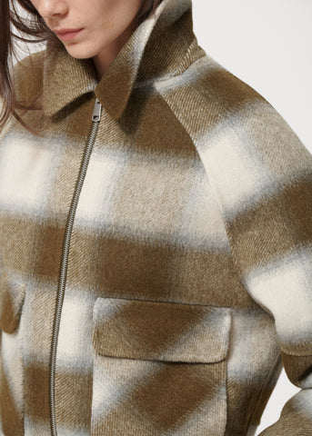 Humility Kingo Large Check Jacket, Military and Off White