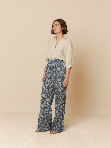 INDI AND COLD Linen Blouse, Stone