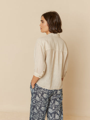 INDI AND COLD Linen Blouse, Stone