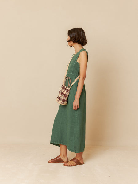 INDI AND COLD Linen Dress, Emerald Green