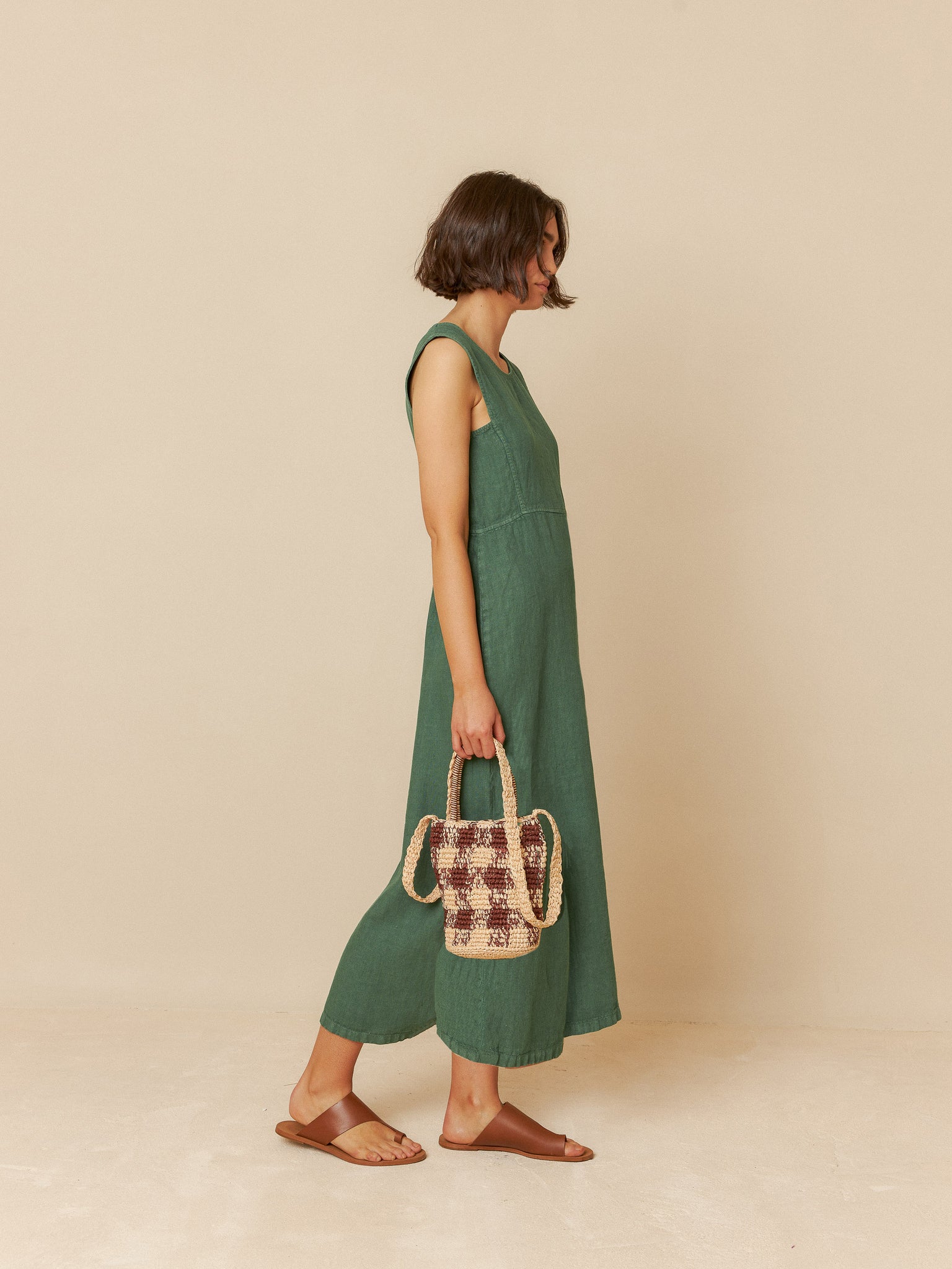 INDI AND COLD Linen Dress, Emerald Green