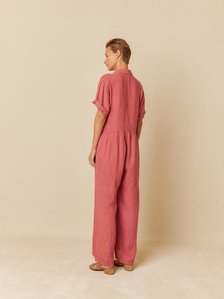 INDI AND COLD Linen Jumpsuit, Watermelon