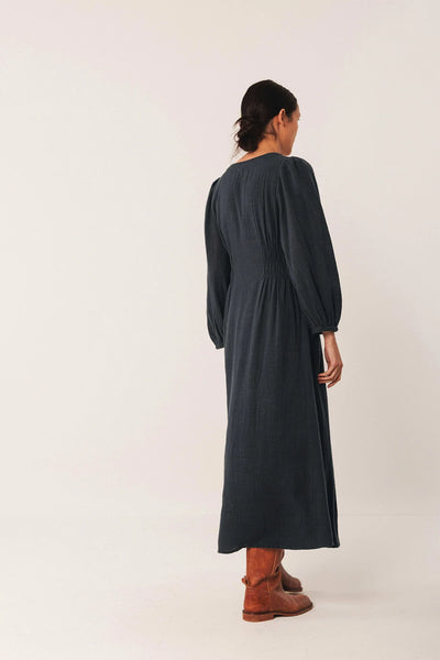 Indi and Crepe Cotton Dress, Navy