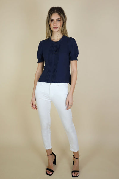 NO2MORO Claudine Blouse, Navy - Flax In Bloom