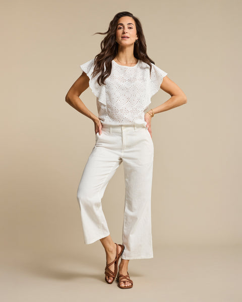 Red Button Conny Linen Blend Trousers, Pearl