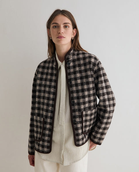 Yerse Boiled Wool Jacket, Check