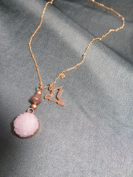 Paperchain Rosie Pendant and Dove Necklace, Mocha