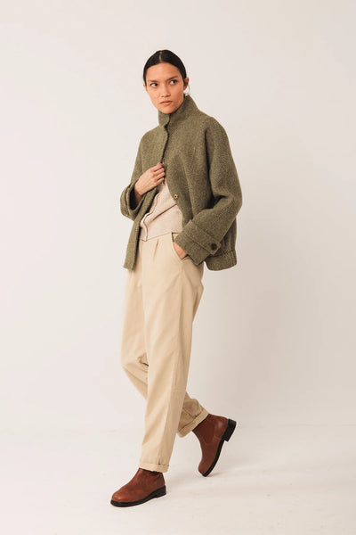 Indi and Cold Herring-BoneWool Jacket, Green