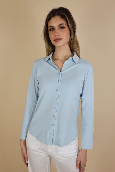 NO2MORO Daisy Jersey Shirt, Blue - Flax In Bloom