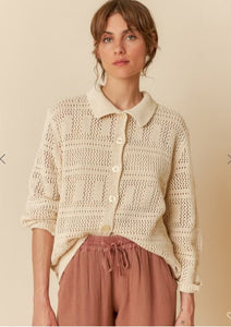 INDI AND COLD Crochet Cardigan, Natural