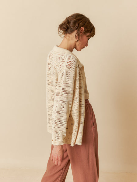 INDI AND COLD Crochet Cardigan, Natural