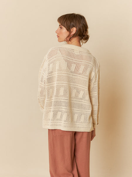 INDI AND COLD Crochet Cardigan, Natural