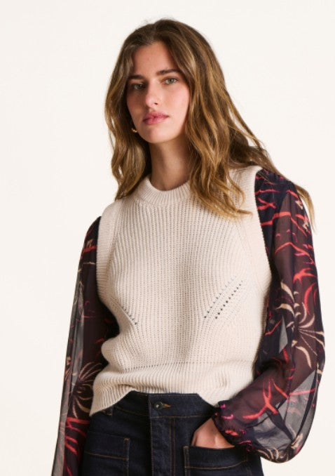 La Fee Maraboutee Ebime Sleeveless Knit, Ecru