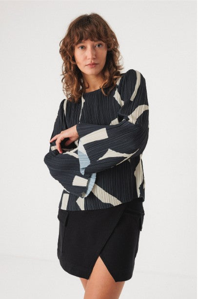 SKFK Elbira Blouse, Navy & Cream