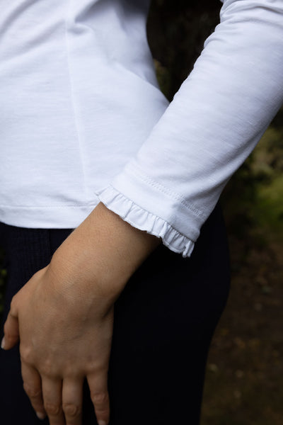 NO2MORO Enzo Frill Neck Top, White
