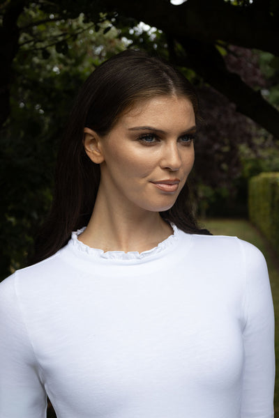 NO2MORO Enzo Frill Neck Top, White