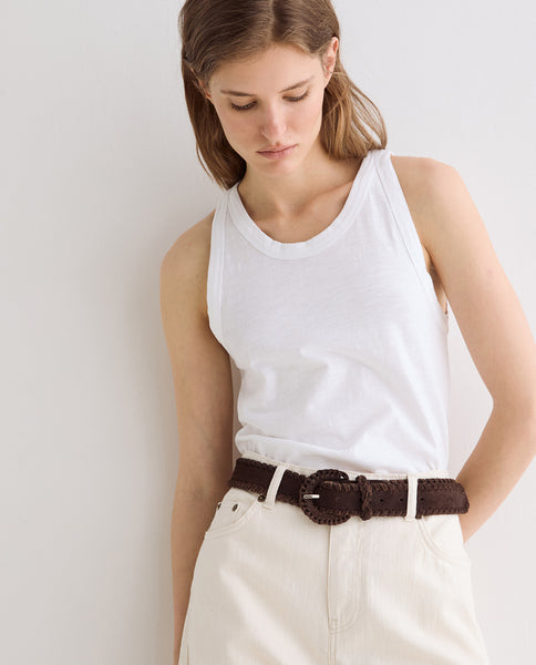 Yerse Suede Belt, Chocolate