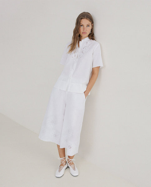 Yerse Linen Blend Bermuda Shorts, White