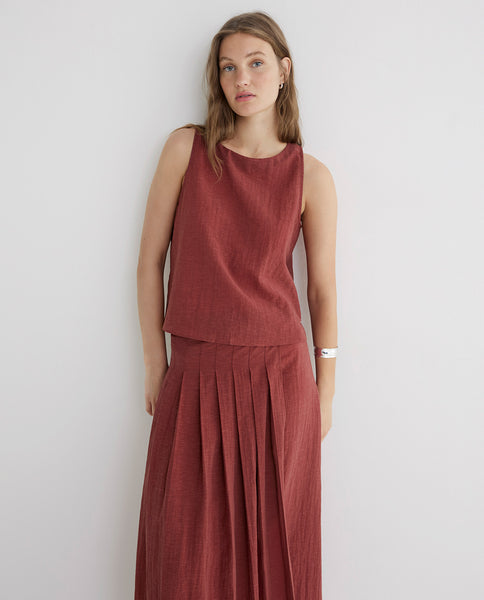 Yerse Sleeveless Top, Terracotta - Flax In Bloom