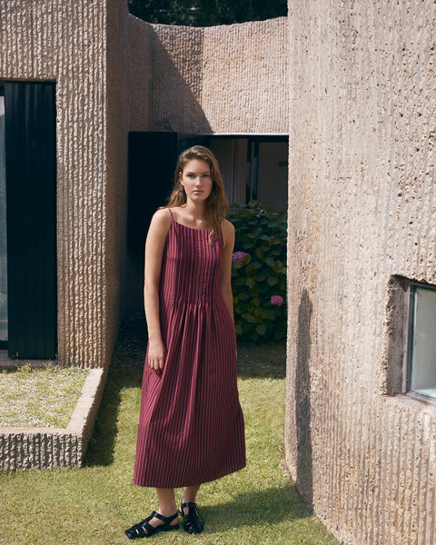 Yerse Spagetti Strap Dress, Raspberry Stripe