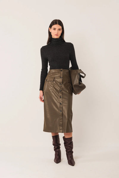 Indi and Cold Ribbed Jersey Polo, Dark Grey