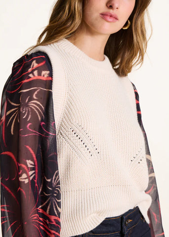 La Fee Maraboutee Ebime Sleeveless Knit, Ecru