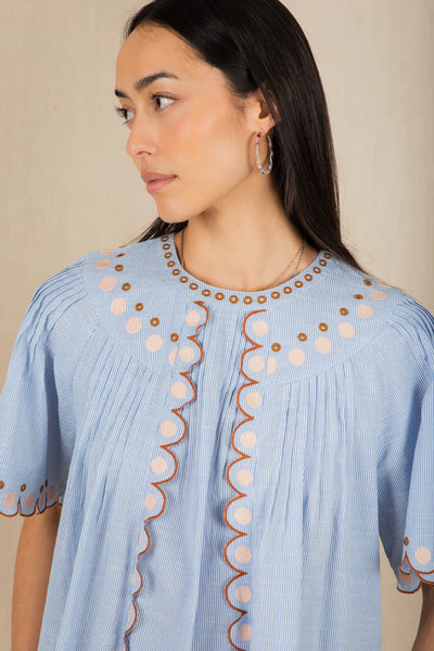 Bonte Flora Blouse, Blue