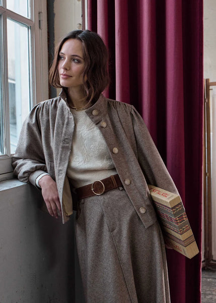 La Fee Maraboutee Galade Tweed Skirt, Greige