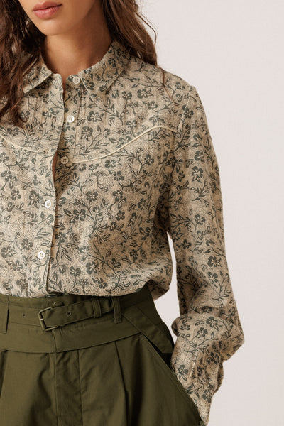 Indi and Cold Western Flower Blouse, Slate