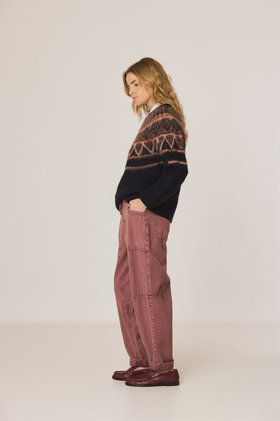 Indi and Cold Fairisle Knit, Navy