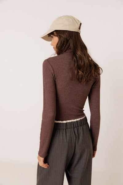 Indi and Cold Ribbed Top, Forest Green