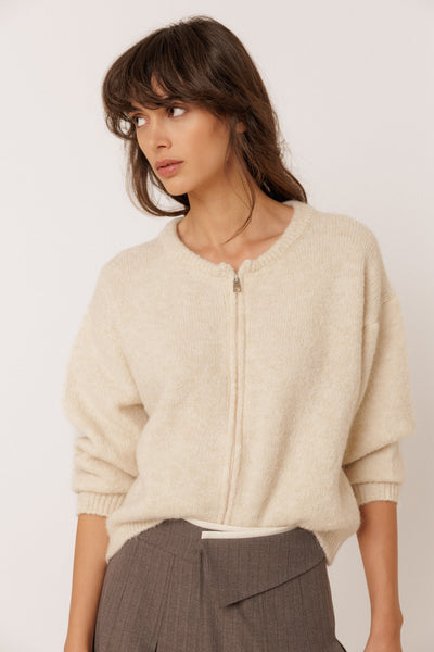 Indi and Cold Knit Cardigan, Ecru