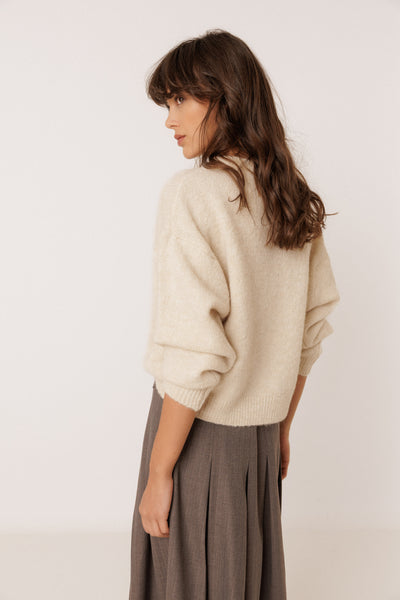 Indi and Cold Knit Cardigan, Ecru