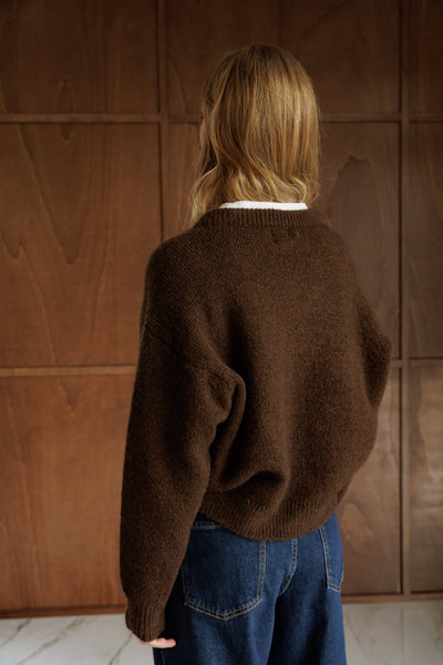 Indi and Cold Knit Cardigan, Chocolate