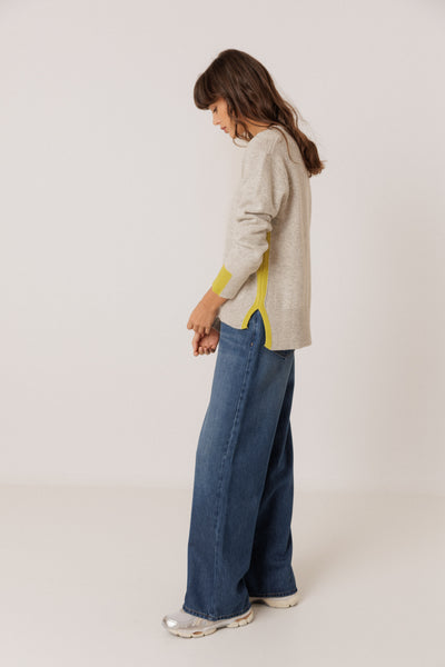 Indi and Cold Wool Knit, Mottled Grey/Lime