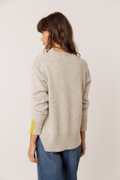 Indi and Cold Wool Knit, Mottled Grey/Lime