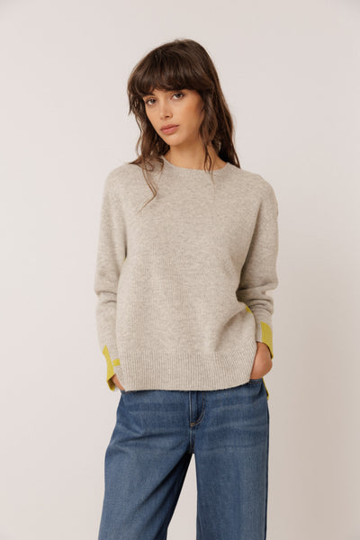 Indi and Cold Wool Knit, Mottled Grey/Lime