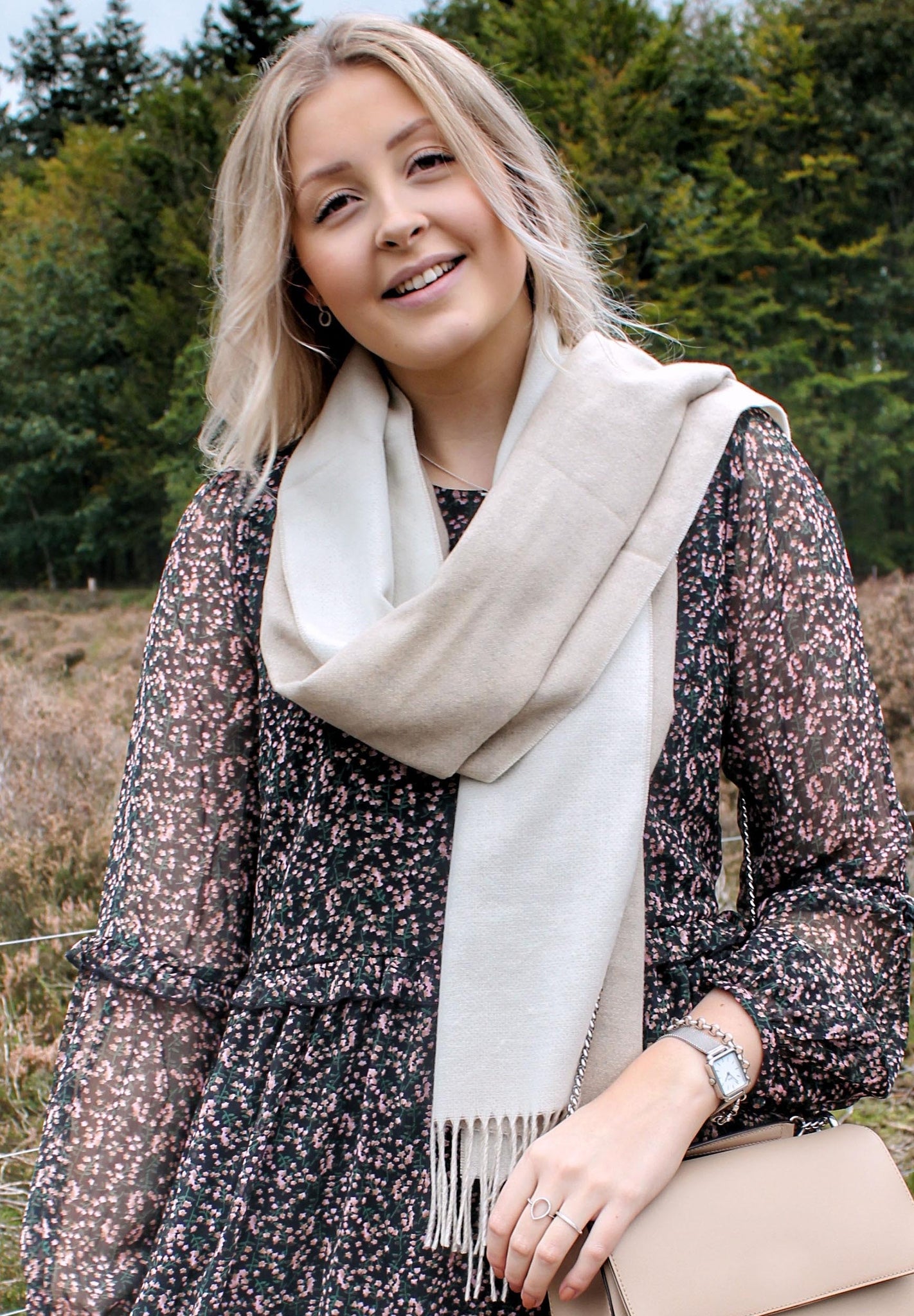 Fraas Two Tone Scarf, Neutrals