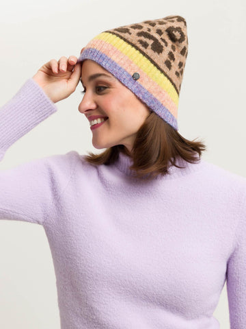 Fraas Sustainability Edition - Knitted hat with leo design, Camel