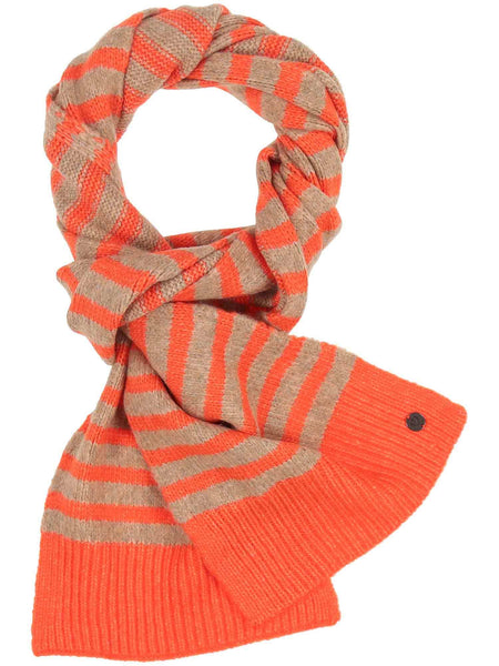 Fraas Stripe Scarf, Orange and Oatmeal
