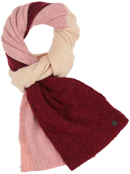 Fraas Knitted  Scarf, Block Stripes Plum/Pink/Cream