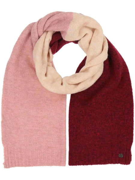 Fraas Knitted  Scarf, Block Stripes Plum/Pink/Cream