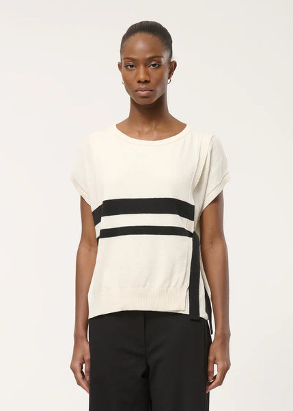 Humility Luta Knit, Cream with Black Stripe