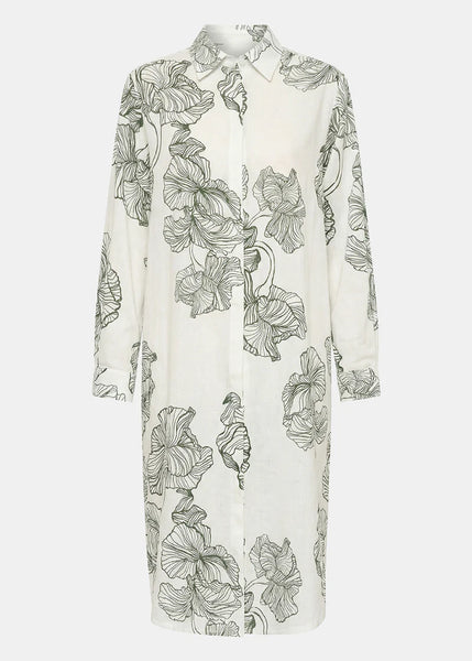 Humility Jasar Shirt Dress, Off White/Moss Green