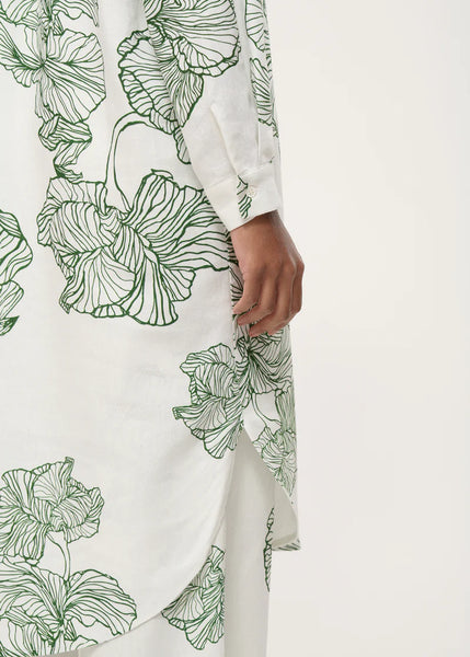 Humility Jasar Shirt Dress, Off White/Moss Green