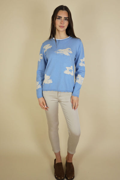 NO2MORO Hamilton Knit, Blue - Flax In Bloom