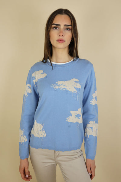 NO2MORO Hamilton Knit, Blue - Flax In Bloom