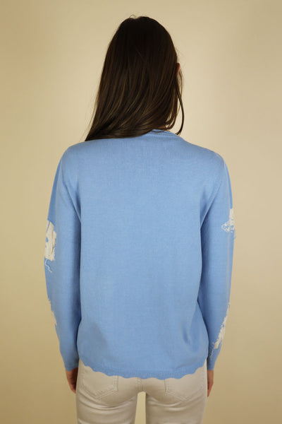 NO2MORO Hamilton Knit, Blue - Flax In Bloom