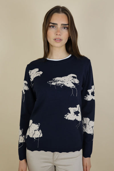 NO2MORO Hamilton Knit, Navy - Flax In Bloom