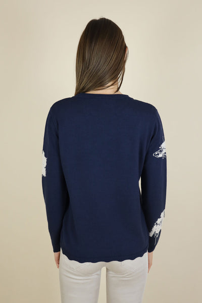 NO2MORO Hamilton Knit, Navy - Flax In Bloom